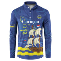 Custom Curacao Football Button Sweatshirt La Familia Azul