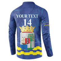 Custom Curacao Football Button Sweatshirt La Familia Azul