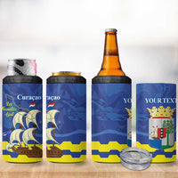 Custom Curacao Football 4 in 1 Can Cooler Tumbler La Familia Azul