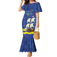 Custom Curacao Football Family Matching Mermaid Dress and Hawaiian Shirt La Familia Azul