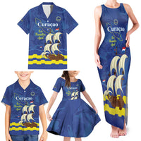 Custom Curacao Football Family Matching Tank Maxi Dress and Hawaiian Shirt La Familia Azul