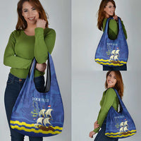 Custom Curacao Football Grocery Bag La Familia Azul