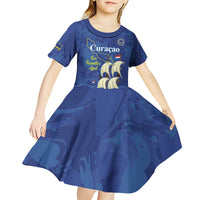 Custom Curacao Football Kid Short Sleeve Dress La Familia Azul