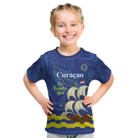 Custom Curacao Football Kid T Shirt La Familia Azul