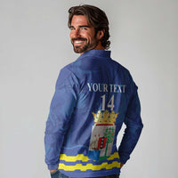 Custom Curacao Football Long Sleeve Polo Shirt La Familia Azul