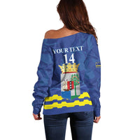Custom Curacao Football Off Shoulder Sweater La Familia Azul