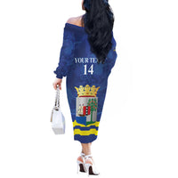 Custom Curacao Football Off The Shoulder Long Sleeve Dress La Familia Azul