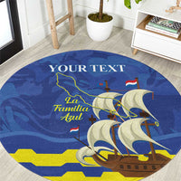 Custom Curacao Football Round Carpet La Familia Azul