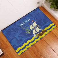 Custom Curacao Football Rubber Doormat La Familia Azul