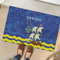 Custom Curacao Football Rubber Doormat La Familia Azul