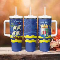 Custom Curacao Football Tumbler With Handle La Familia Azul