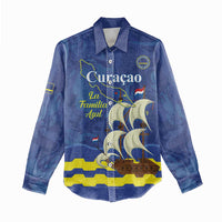Custom Curacao Football Women Casual Shirt La Familia Azul