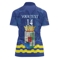 Custom Curacao Football Women Polo Shirt La Familia Azul