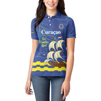 Custom Curacao Football Women Polo Shirt La Familia Azul