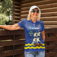 Custom Curacao Football Women Polo Shirt La Familia Azul