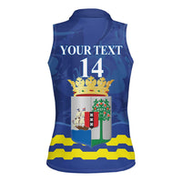 Custom Curacao Football Women Sleeveless Polo Shirt La Familia Azul