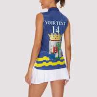 Custom Curacao Football Women Sleeveless Polo Shirt La Familia Azul