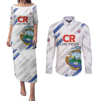 Custom Costa Rica Football Couples Matching Puletasi and Long Sleeve Button Shirt Go Champions Los Ticos