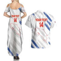 Custom Costa Rica Football Couples Matching Summer Maxi Dress and Hawaiian Shirt Go Champions Los Ticos