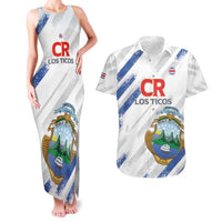 Custom Costa Rica Football Couples Matching Tank Maxi Dress and Hawaiian Shirt Go Champions Los Ticos