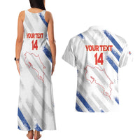 Custom Costa Rica Football Couples Matching Tank Maxi Dress and Hawaiian Shirt Go Champions Los Ticos