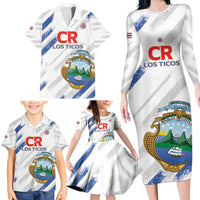 Custom Costa Rica Football Family Matching Long Sleeve Bodycon Dress and Hawaiian Shirt Go Champions Los Ticos