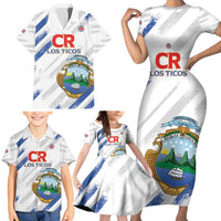 Custom Costa Rica Football Family Matching Short Sleeve Bodycon Dress and Hawaiian Shirt Go Champions Los Ticos