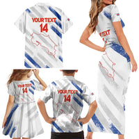 Custom Costa Rica Football Family Matching Short Sleeve Bodycon Dress and Hawaiian Shirt Go Champions Los Ticos
