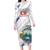 Custom Costa Rica Football Long Sleeve Bodycon Dress Go Champions Los Ticos