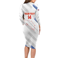 Custom Costa Rica Football Long Sleeve Bodycon Dress Go Champions Los Ticos
