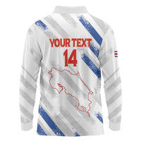Custom Costa Rica Football Long Sleeve Polo Shirt Go Champions Los Ticos