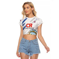 Custom Costa Rica Football Raglan Cropped T Shirt Go Champions Los Ticos