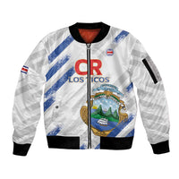 Custom Costa Rica Football Sleeve Zip Bomber Jacket Go Champions Los Ticos