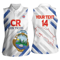 Custom Costa Rica Football Women Sleeveless Polo Shirt Go Champions Los Ticos