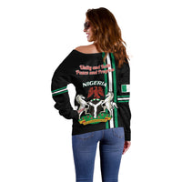 Nigeria Off Shoulder Sweater Nigeria Coat Of Arms Simple Style - Wonder Print Shop