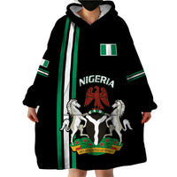 Personalised Nigeria Wearable Blanket Hoodie Nigeria Coat Of Arms Simple Style - Wonder Print Shop