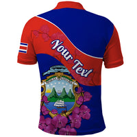 Personalised Costa Rica Polo Shirt Coat Of Arms Mix Purple Orchid - Wonder Print Shop