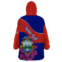 Personalised Costa Rica Wearable Blanket Hoodie Coat Of Arms Mix Purple Orchid - Wonder Print Shop