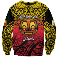 Personalised Marquesas Islands Sweatshirt Tiki Polynesian Marquesan Pattern - Wonder Print Shop
