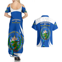 El Salvador Independence Day Couples Matching Summer Maxi Dress and Hawaiian Shirt Torogoz With Coat Of Arms Proud - Wonder Print Shop