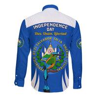 El Salvador Independence Day Long Sleeve Button Shirt Torogoz With Coat Of Arms Proud - Wonder Print Shop