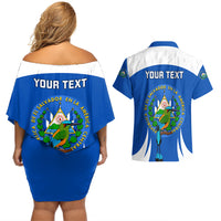 Custom El Salvador Independence Day Couples Matching Off Shoulder Short Dress and Hawaiian Shirt Torogoz With Coat Of Arms Proud - Wonder Print Shop