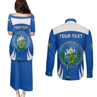 Custom El Salvador Independence Day Couples Matching Puletasi Dress and Long Sleeve Button Shirts Torogoz With Coat Of Arms Proud - Wonder Print Shop