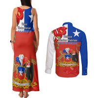 Chile Independence Day Couples Matching Tank Maxi Dress and Long Sleeve Button Shirts Chilean Copihue Felices Fiestas Patrias - Wonder Print Shop