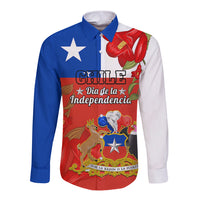 Chile Independence Day Long Sleeve Button Shirt Chilean Copihue Felices Fiestas Patrias - Wonder Print Shop