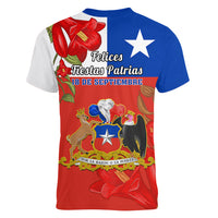 Chile Independence Day Women V Neck T Shirt Chilean Copihue Felices Fiestas Patrias - Wonder Print Shop