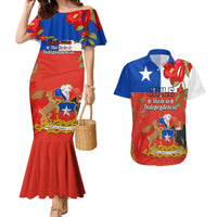 Custom Chile Independence Day Couples Matching Mermaid Dress And Hawaiian Shirt Chilean Copihue Felices Fiestas Patrias - Wonder Print Shop
