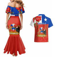 Custom Chile Independence Day Couples Matching Mermaid Dress And Hawaiian Shirt Chilean Copihue Felices Fiestas Patrias - Wonder Print Shop