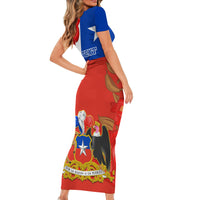 Custom Chile Independence Day Short Sleeve Bodycon Dress Chilean Copihue Felices Fiestas Patrias - Wonder Print Shop