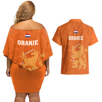 Netherlands Football Couples Matching Off Shoulder Short Dress and Hawaiian Shirt Go Oranje 2023 World Cup - Wonder Print Shop